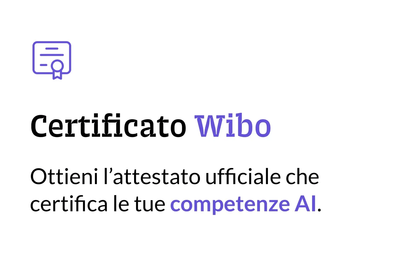 box bianco che racconta del certificato wibo